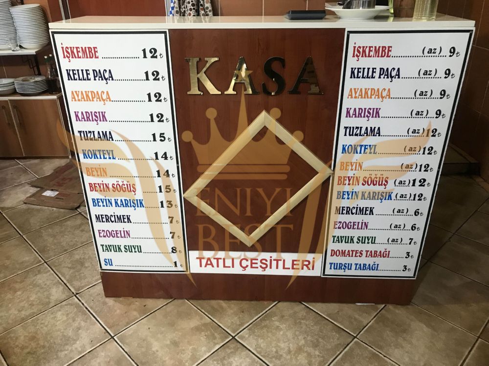  Kasa, Menü,